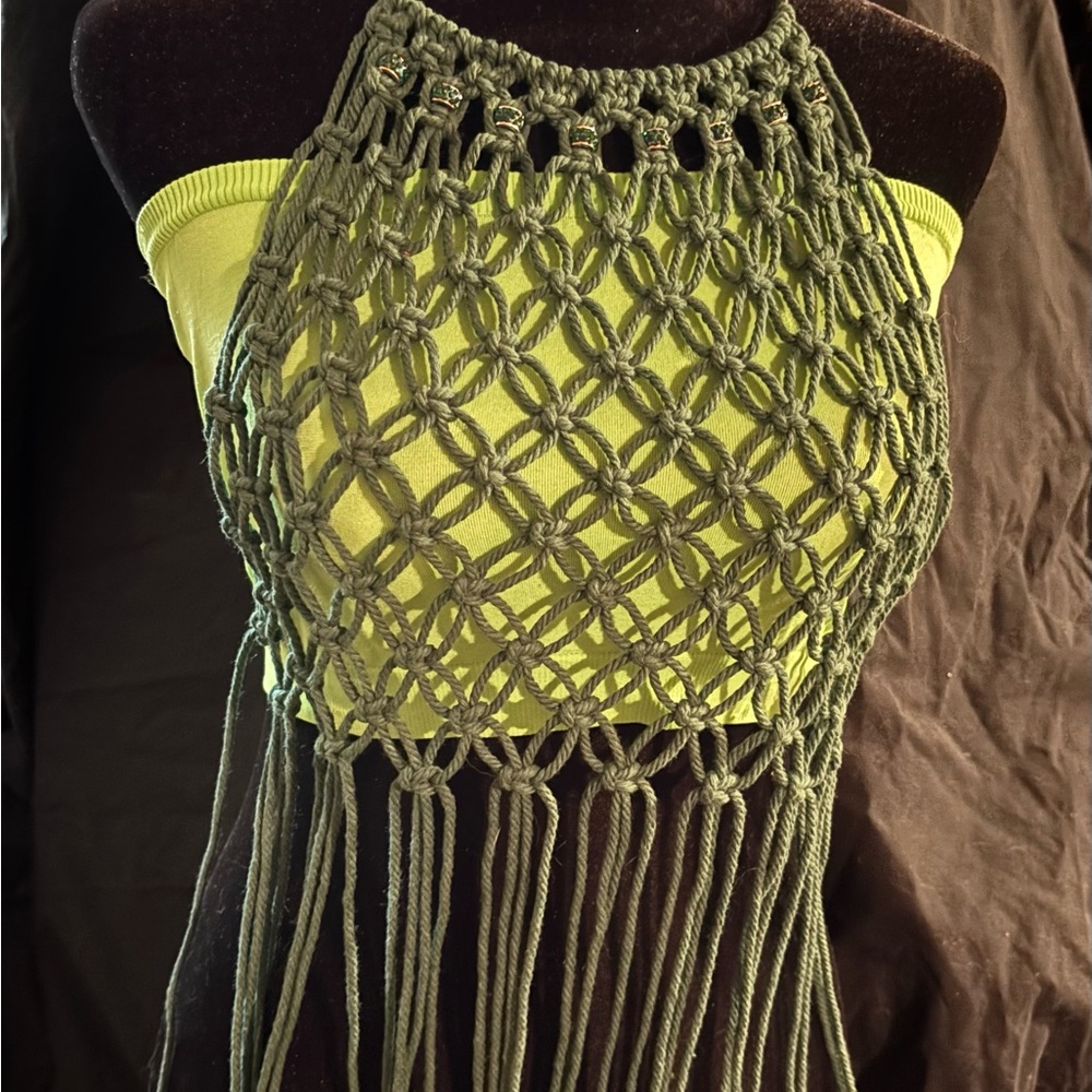 Green Knitted Halter Top